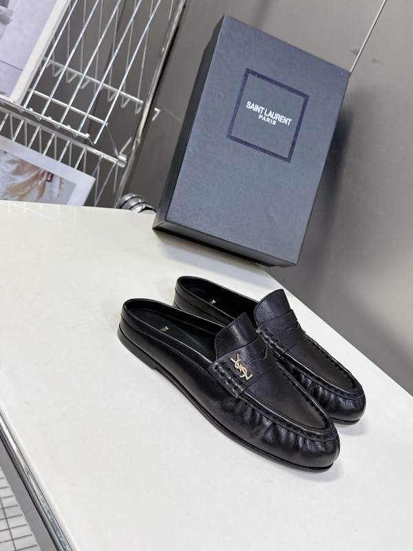 2025 Women Yves Saint Laurent Black Calfskin Loafer KFY00330