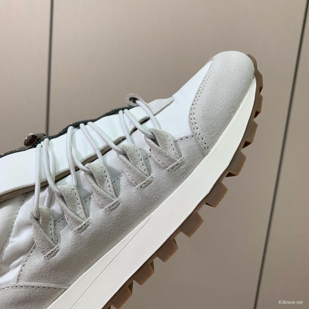 2025 Men Brunello Cucinelli White Leather Casual Sneakers