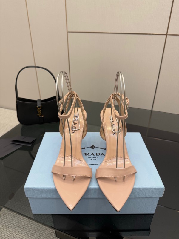 2025 Women Prada Nude Leather Sandals