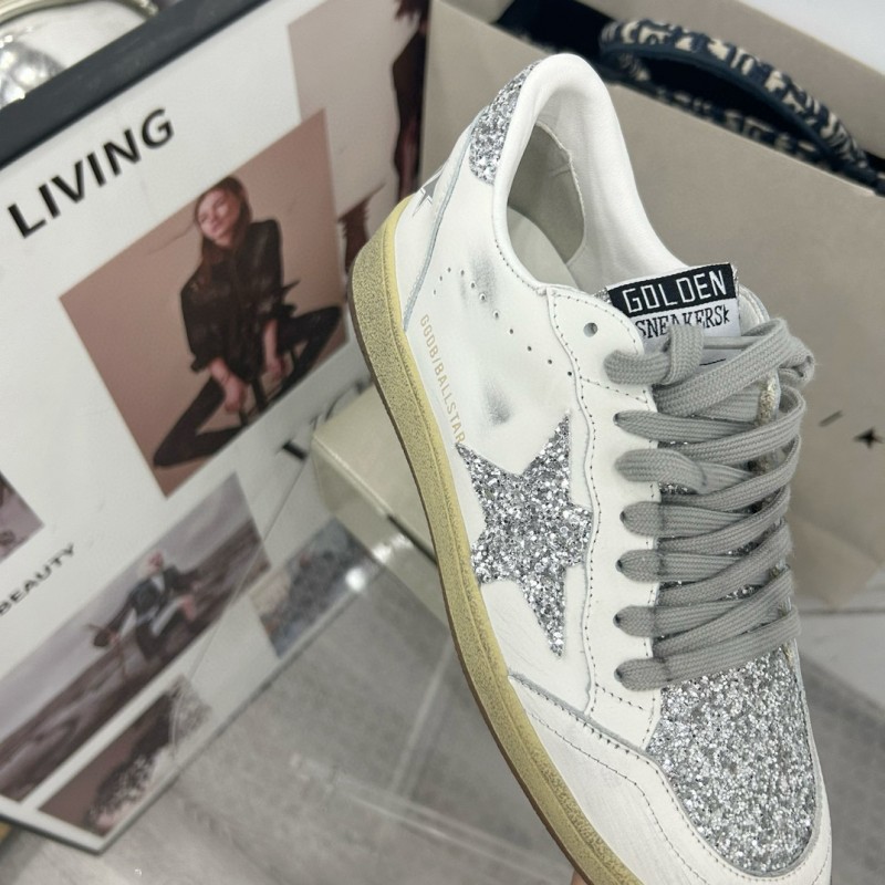 2024 Women GGDB White Silver Leather Suede Sneakers MJ00260