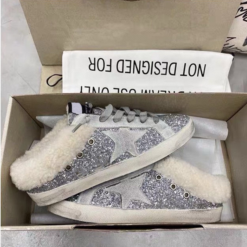 2024 Slippers GGDB Silver Shearling Slippers MJ00280