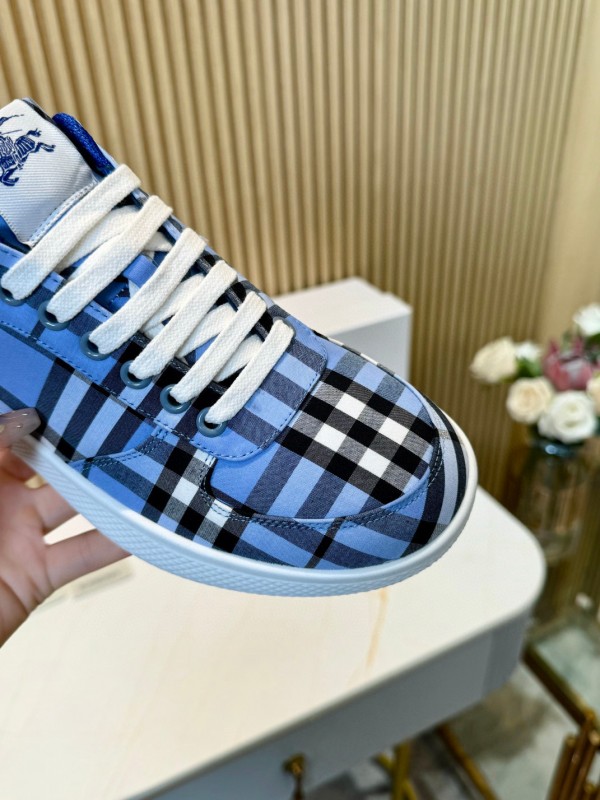 2024 Men Burberry Blue Black White Cotton Casual Shoes MJ00320