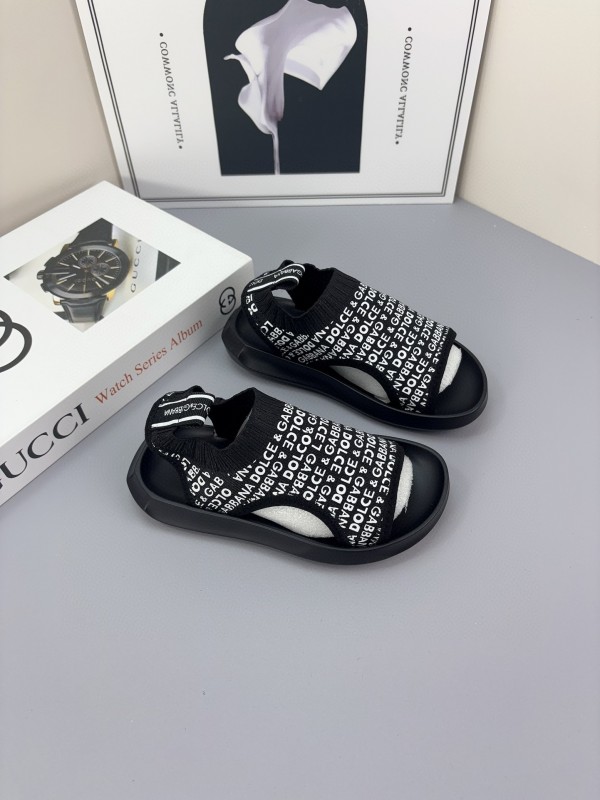 2025 Kids Dolce & Gabbana Black White Fabric Sandals