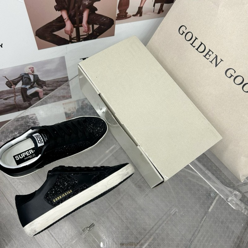 2025 Unisex GGDB Black Glitter Leather Sneakers