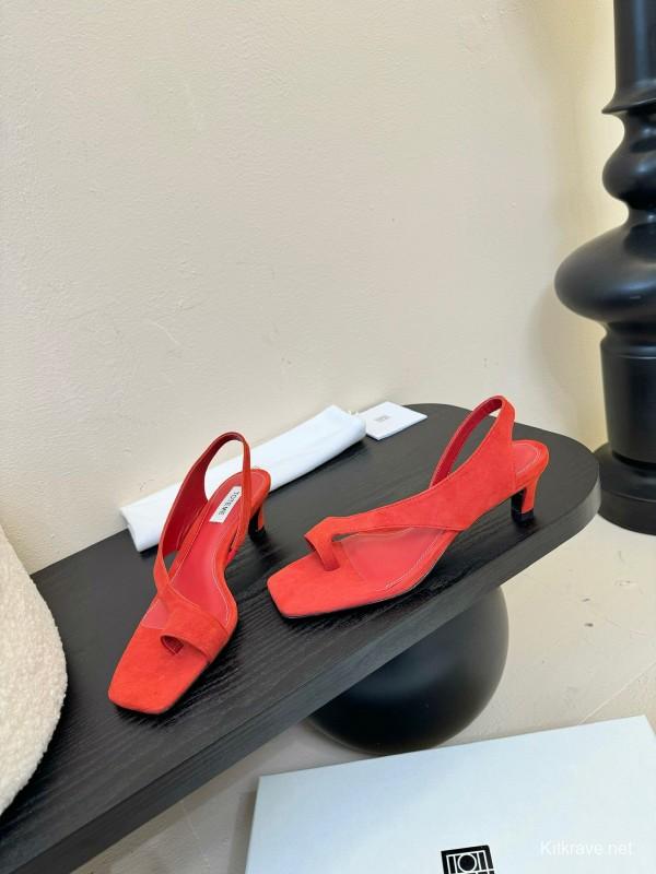 2025 Women Toteme Red Suede Slingback Kitten Heel