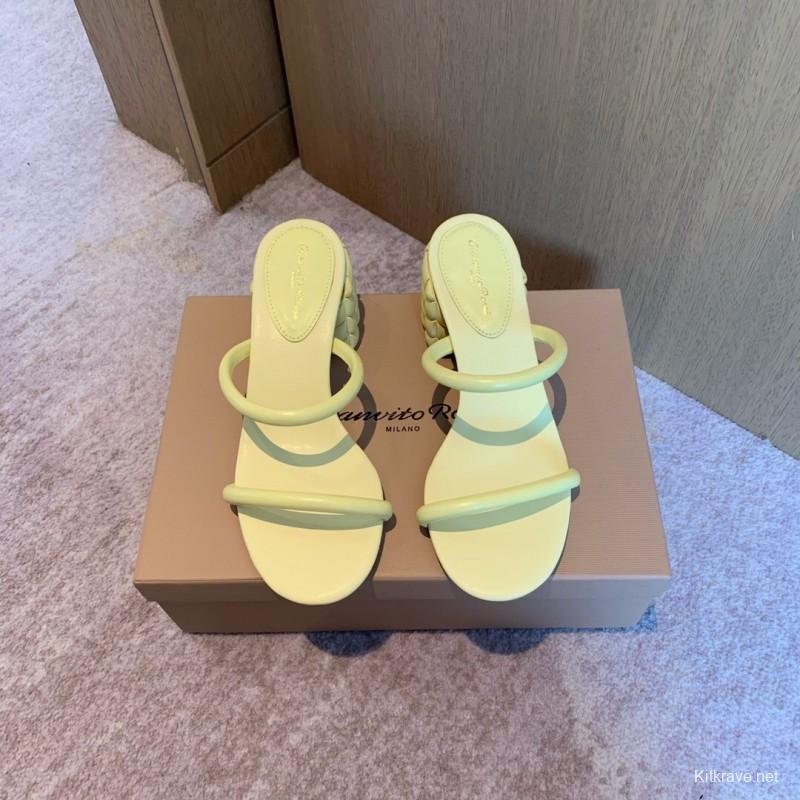 2025 Women Gianvito Rossi Yellow Leather Sandals