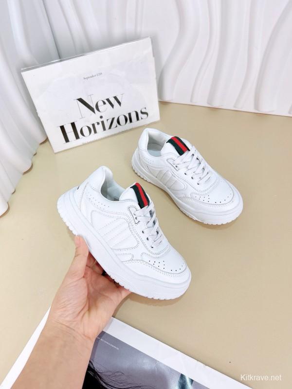 2024 Kids Gucci White Leather Sneakers