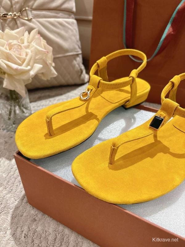 2025 Women LP Yellow Suede Sandals LY00250