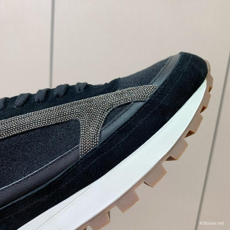 2025 Unisex Brunello Cucinelli Black Brown Suede Leather Sneakers LY