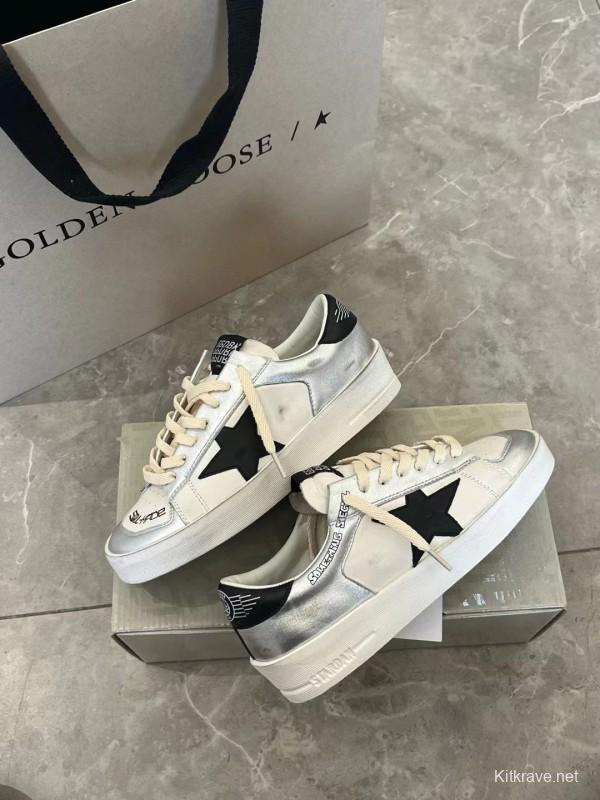 2024 Unisex GGDB White Silver Leather Sneakers MJ00260
