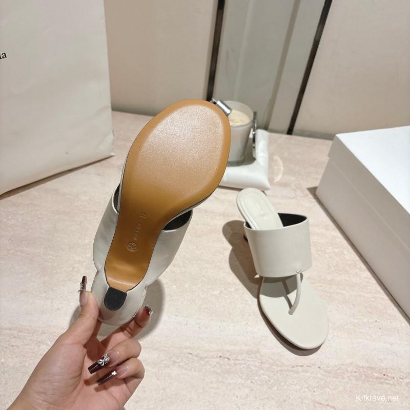 2025 Toteme White Calfskin Slippers