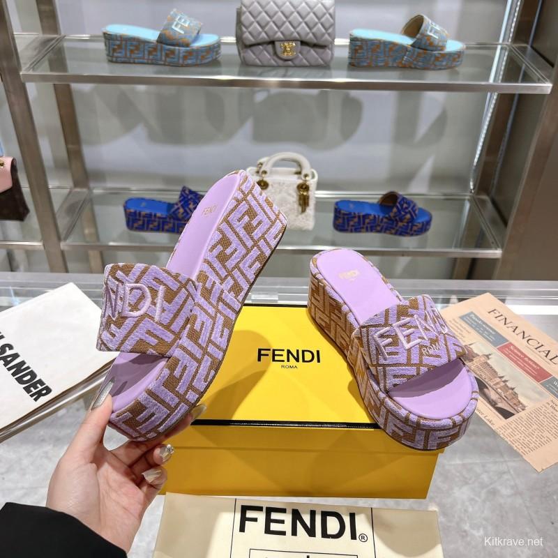 2025 Fendi Pink Canvas Slippers KFY00240
