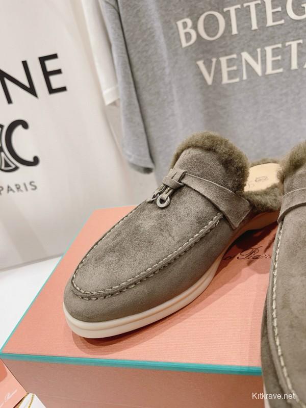2024 Unisex LP Taupe Suede Shearling Loafers MJ00300(Women)/MJ00300(Men)