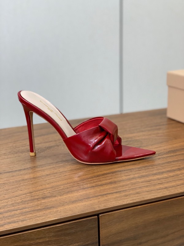 2025 Women Gianvito Rossi Red Leather High Heel Mule KFY00280