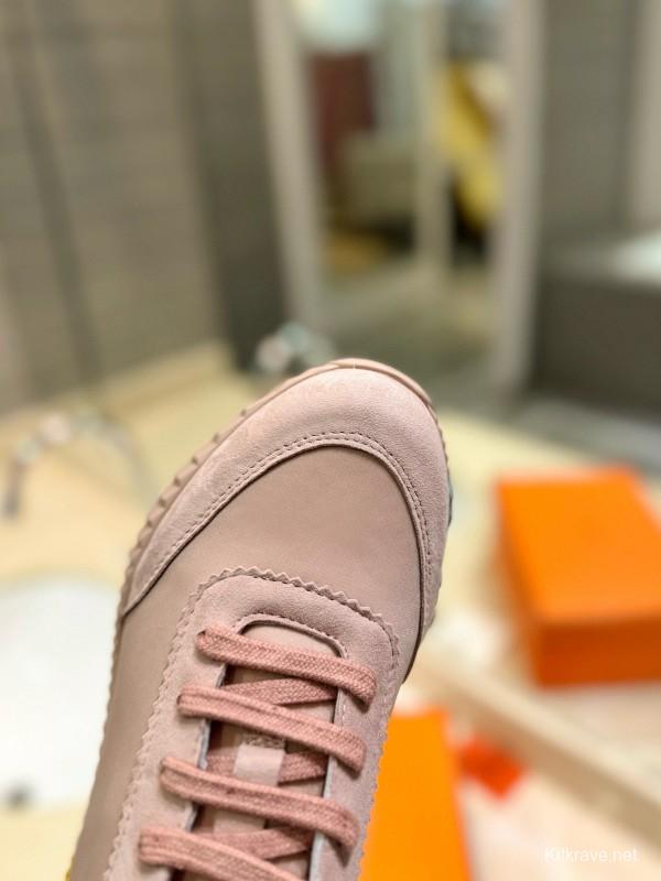2024 Women Hermès Pink Leather Sneakers