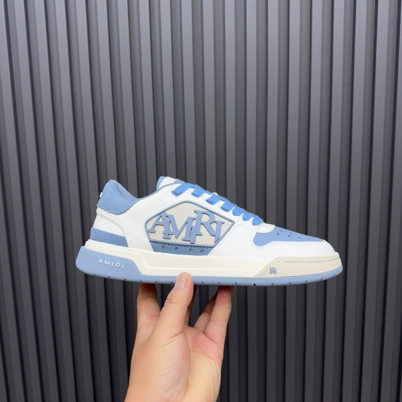 2025 Unisex Amiri White Light Blue Leather Sneakers MJ00360