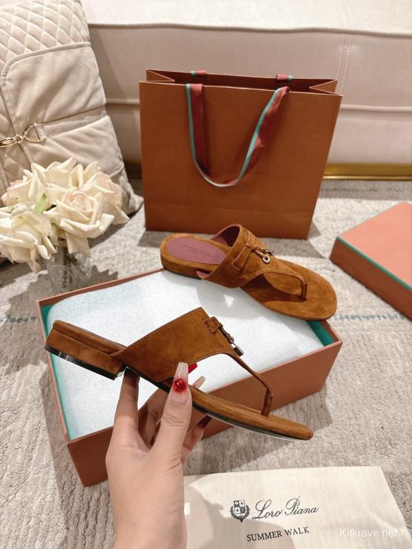 2025 Slippers LP Brown Suede Slippers LY00250