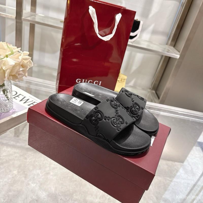 2025 Gucci Black Rubber Slippers