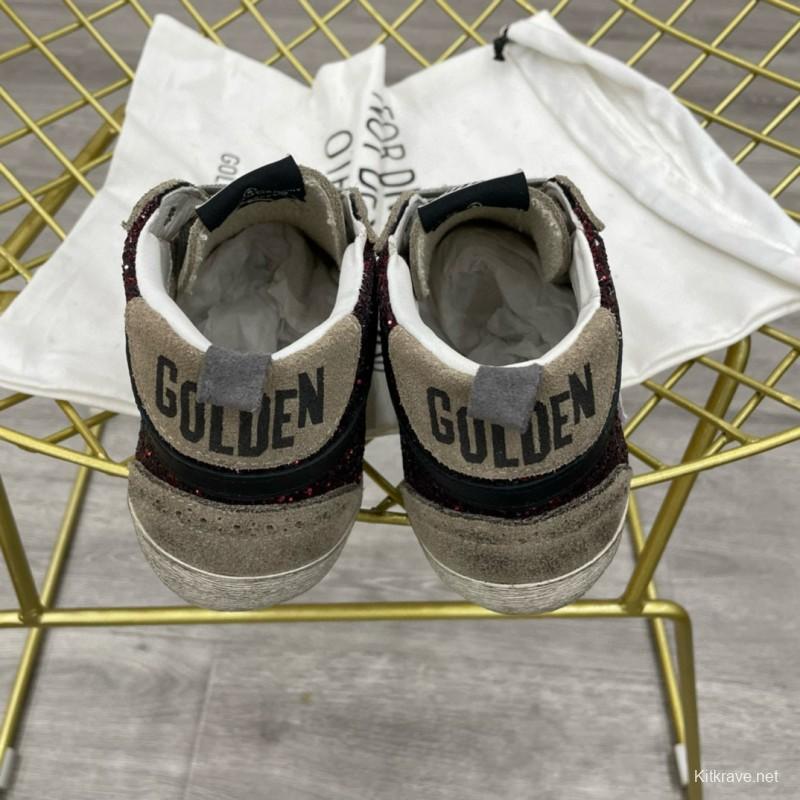 2024 Unisex GGDB Red Black White Suede Glitter High-Top Sneaker MJ00300