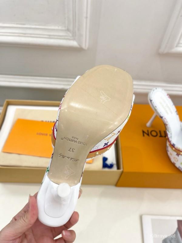 2025 Women Louis Vuitton Multicolor Leather High Heel Sandals MJ00290
