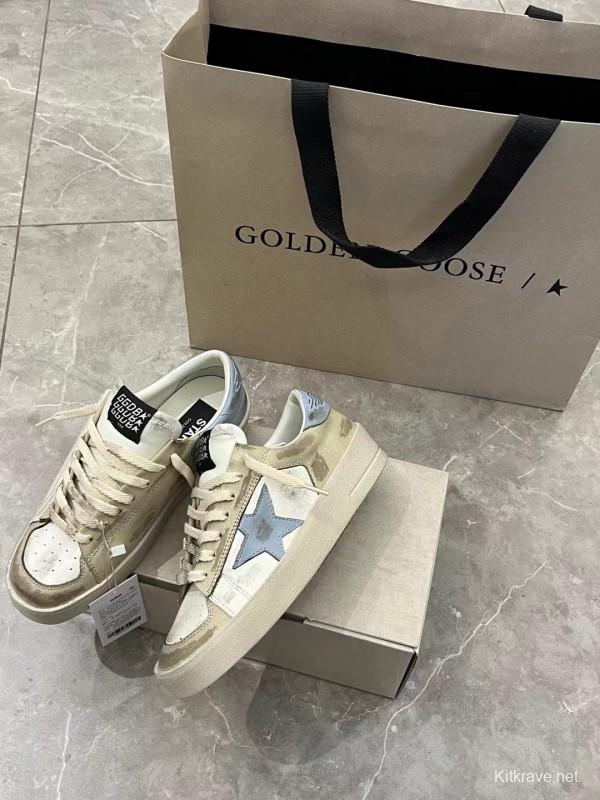 2024 Unisex GGDB White Beige Light Blue Leather Suede Sneakers MJ00260