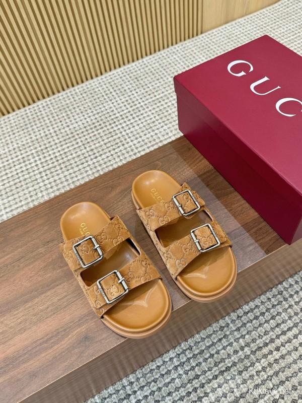 2025 Women Gucci Beige Leather Sandals LY00260