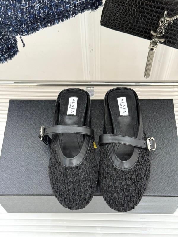 2025 Slippers YSL Black Mesh Leather