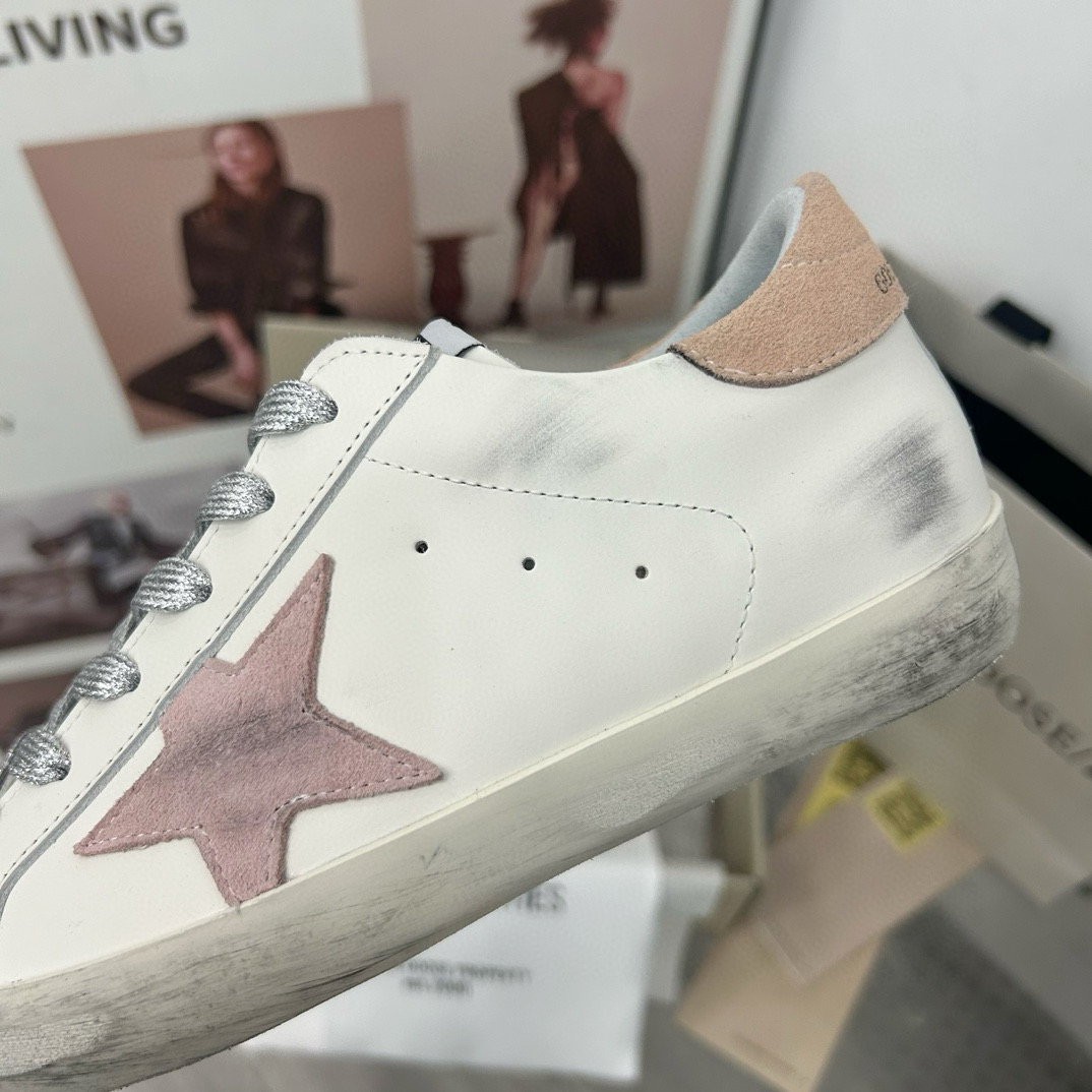 2025 Unisex GGDB White Pink Leather Sneakers