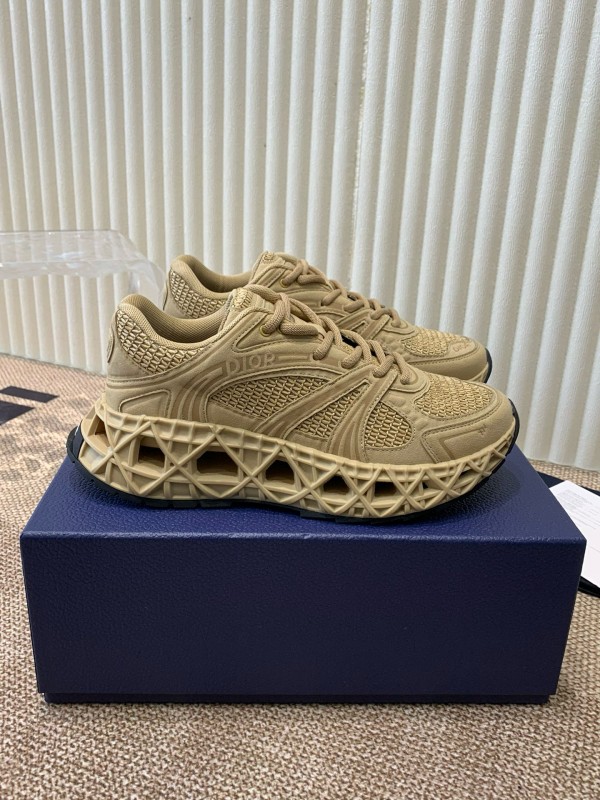 2024 Unisex Dior beige mesh leather sneakers MJ00400