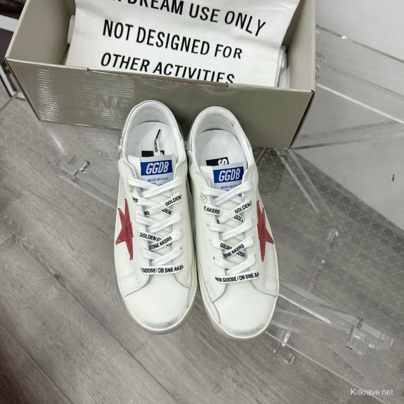 2025 Women GGDB White Red Leather Sneakers