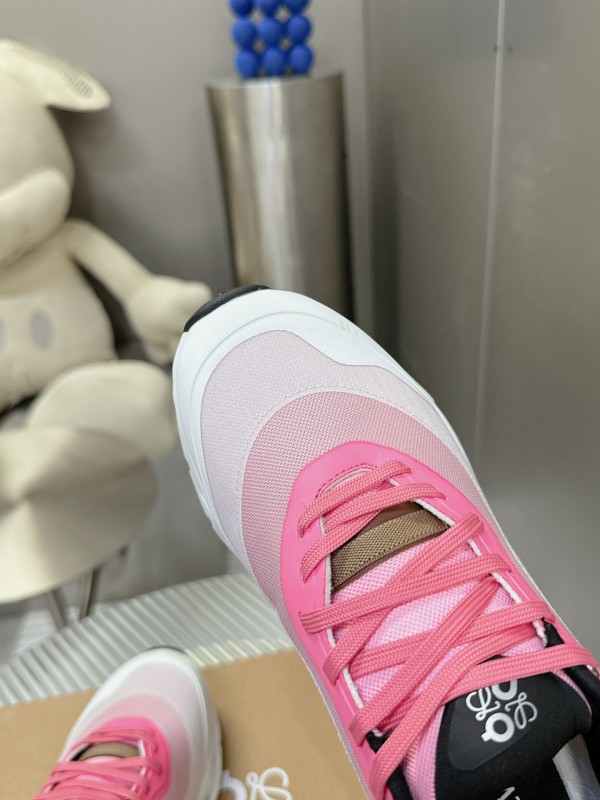 2025 Women Loewe Pink White Mesh Leather Sneakers