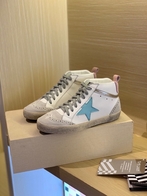 2024 Unisex GGDB White Blue Suede Leather High Top Sneakers MJ00300