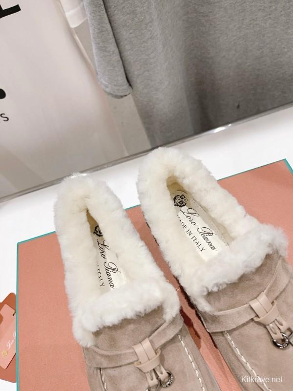 2024 Unisex LP Beige Suede Shearling Loafers MJ00300