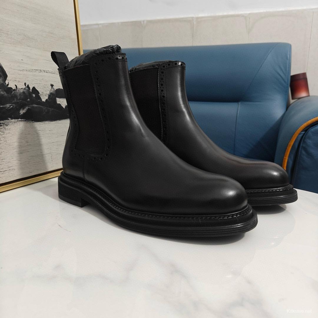 2024 Men Dolce & Gabbana Black Leather Ankle Boots
