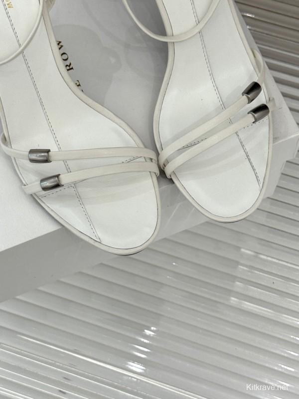 2025 Women Yves Saint Laurent White Leather High Heel Slingback KFY00270