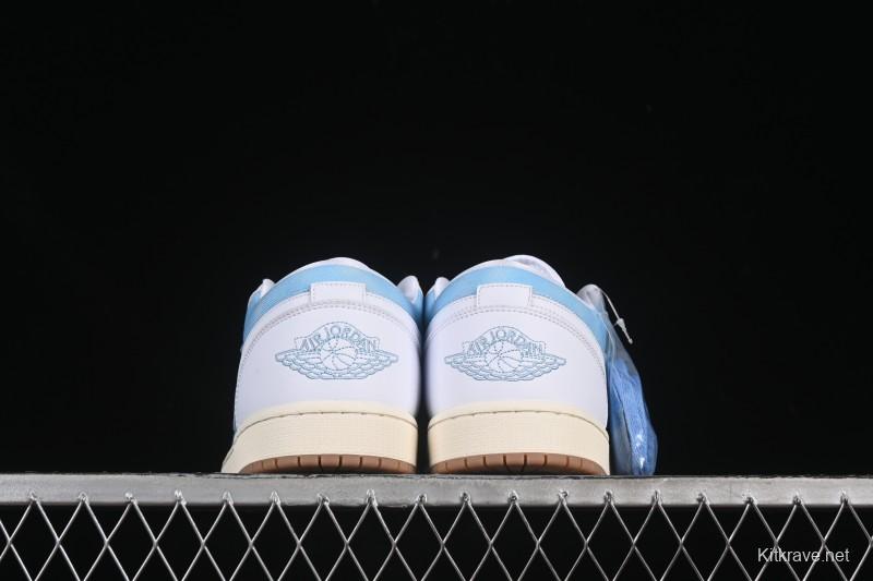 Nike Air Jordan 1 Low Worn Blue Denim Casual Sneakers - HQ2004-400