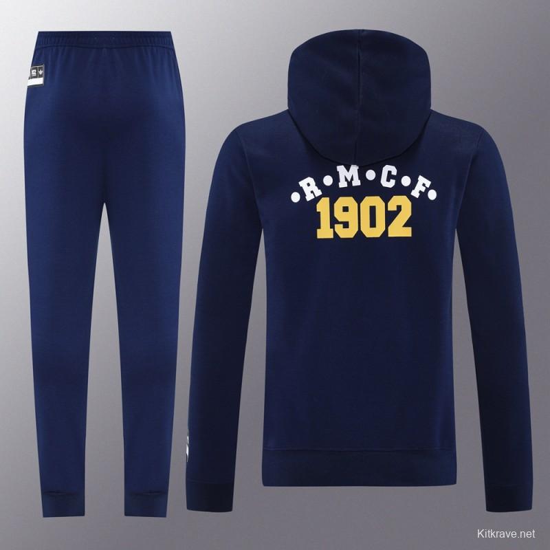 25/26 Real Madrid Navy Hoodie Full Zipper Jacket + Long Pants
