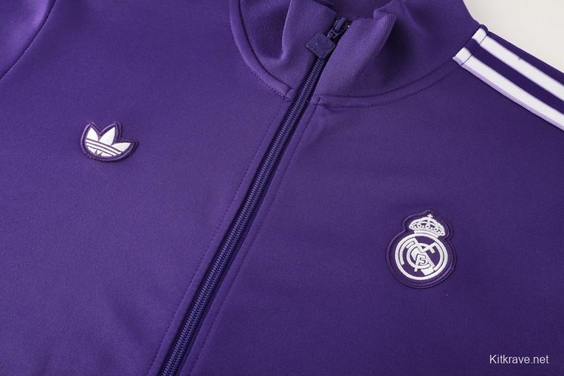 25/26 Real Madrid Purple Full Zipper Jacket +Long Pants