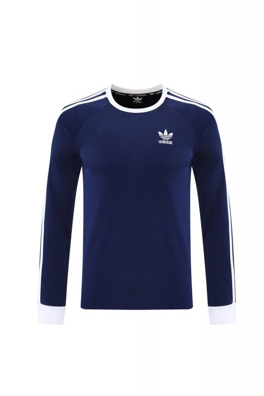 2025 Adidas Originals Long Sleeve T-Shirt Collection - Navy/White/Black with 3-Stripes