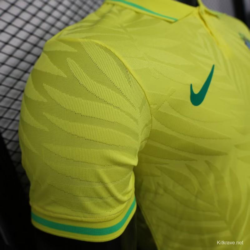 Player Version 2025 Brazil Home Yellow Classic Jersey