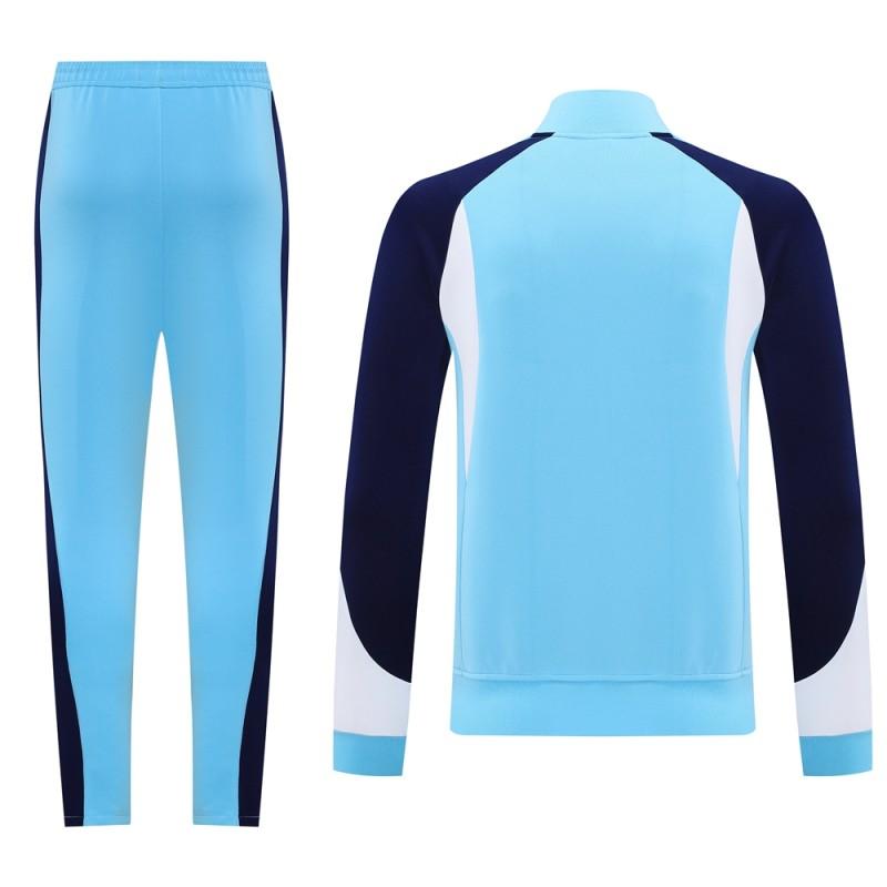 2025 Nike Air Tracksuit Set - Light Blue with Navy Accents Full Zipper Jacket + Long Pants