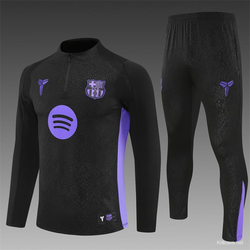 25/26 Barcelona Black Joint Edition Half Zipper Jacket+Long Pants