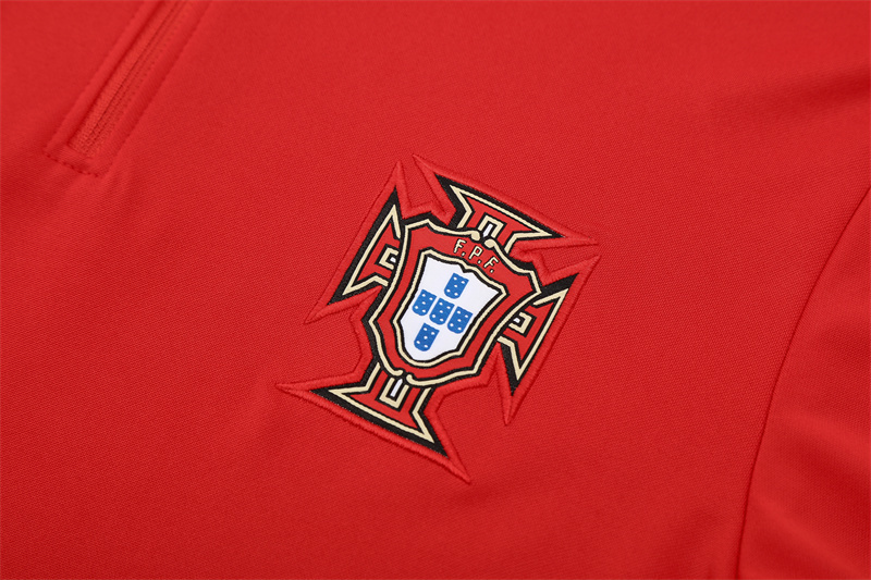 25/26 Portugal Red Half Zipper Jacket+Long Pants