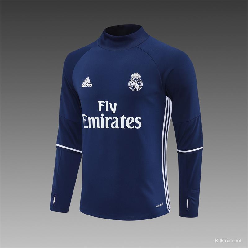 Retro 16/17 Real Madrid Royal Blue Half Zipper Jacket