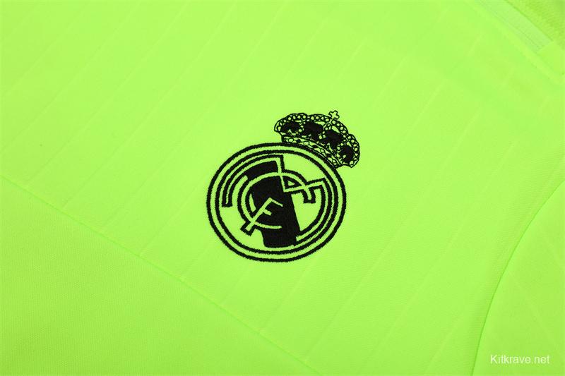 Retro 15/16 Real Madrid Fluorescent Green Half Zipper Jacket+Long Pants