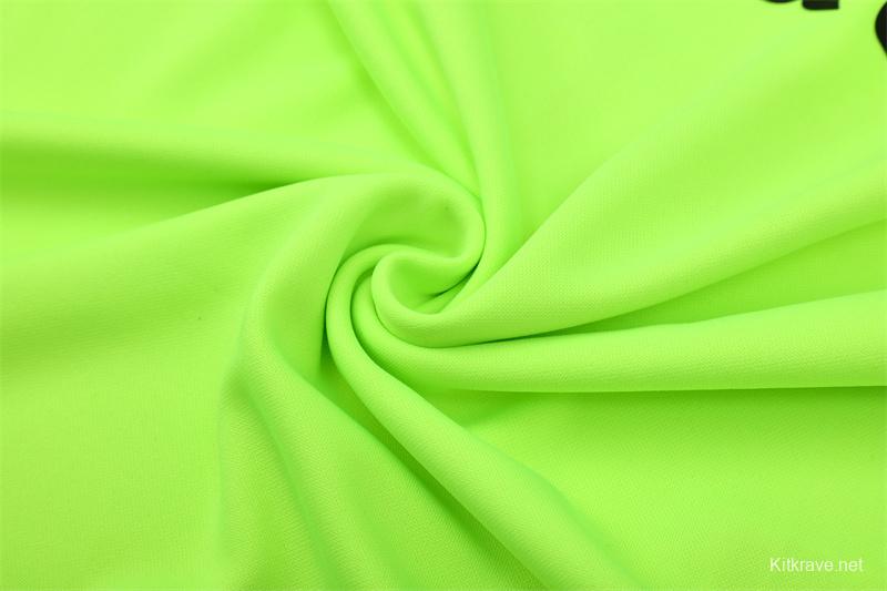 Retro 15/16 Real Madrid Fluorescent Green Half Zipper Jacket+Long Pants