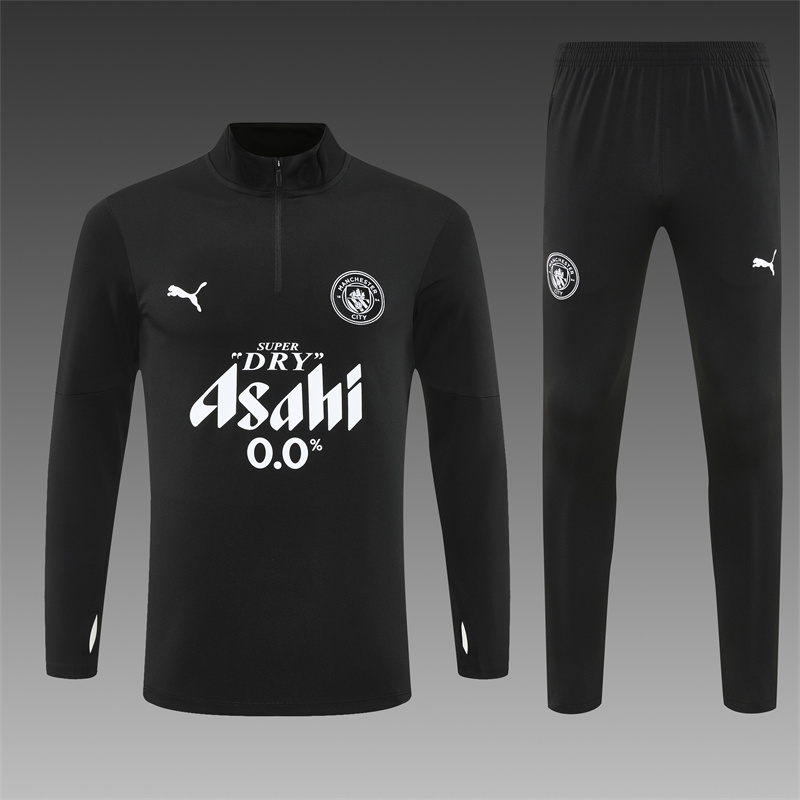 25/26 Manchester City Black Half Zipper Jacket+Long Pants