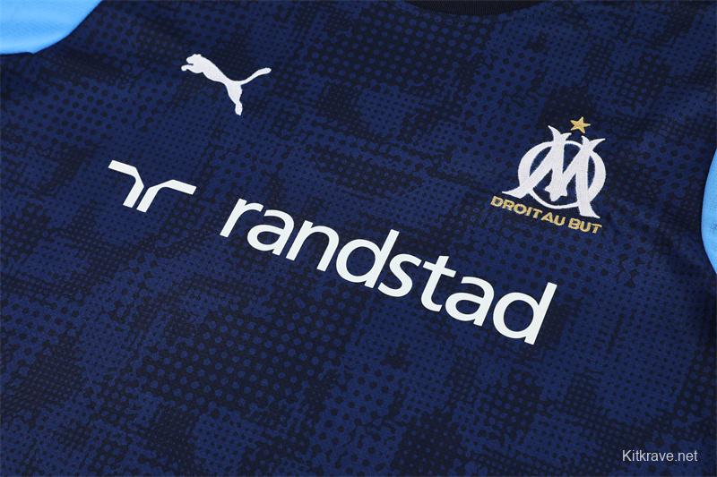 25/26 Olympique de Marseille Royal Blue Camouflage with XS Short Sleeve+Soccer Shorts