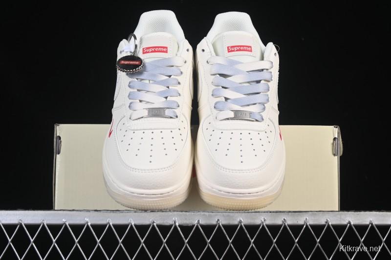Nike Air Force 1 '07 Low Supreme Collaboration Beige Grey Crystal Sole Casual Sneakers - XX3168-178