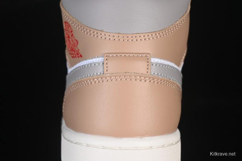 Nike Air Jordan 1 Mid AJ1 White Wheat Mid-Top Casual Sneakers - DQ8426-200